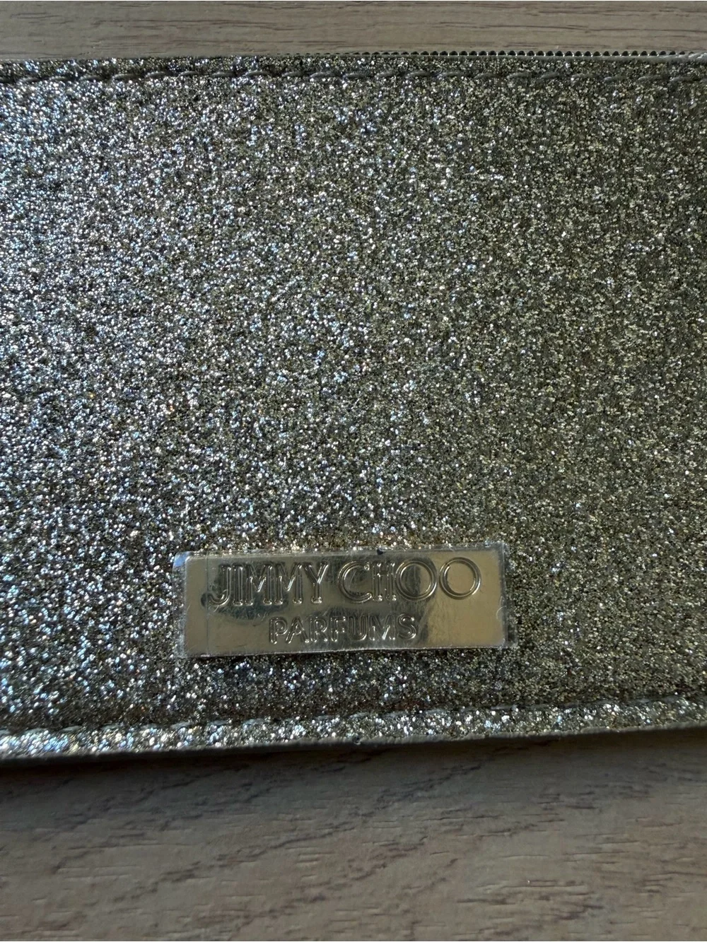 Jimmy Choo Gold Glitter Card Holder Pouch